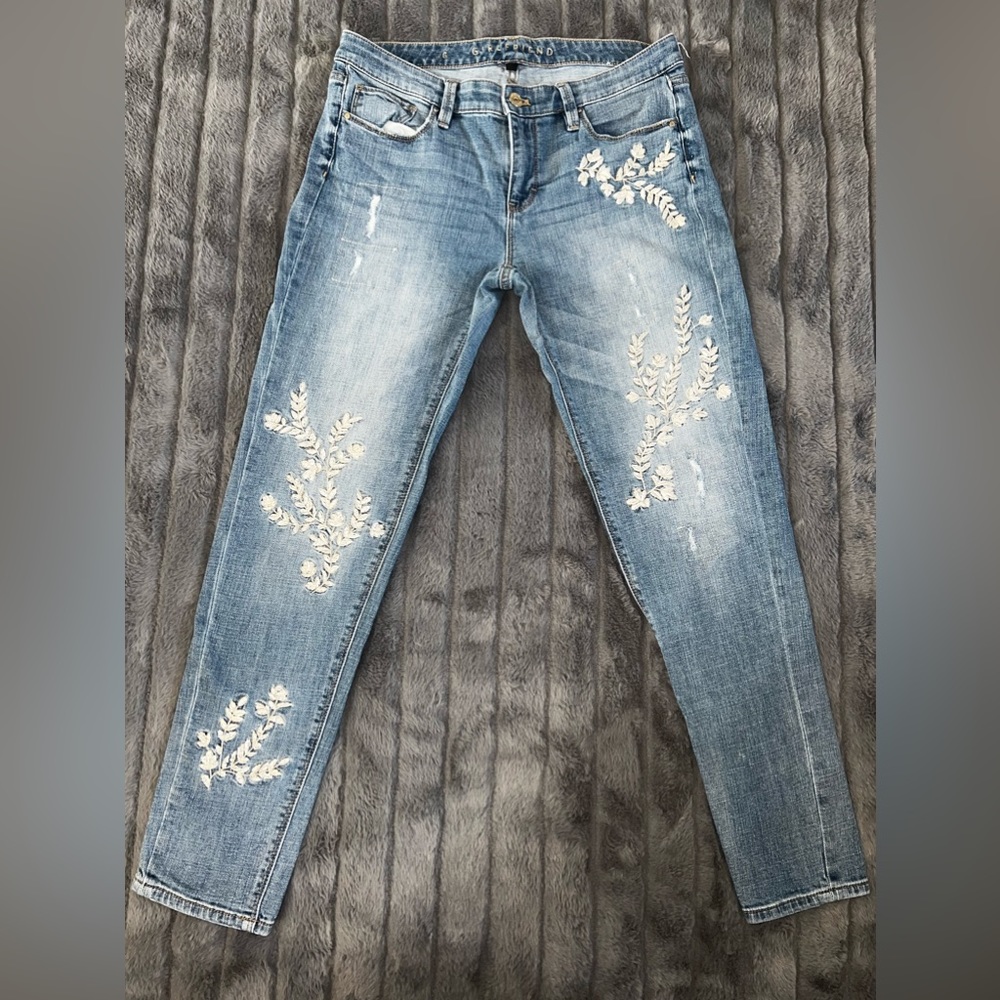 Girlfriend Brand Floral Denim Jeans